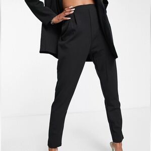 ASOS DESIGN Petite jersey tapered suit pants in black